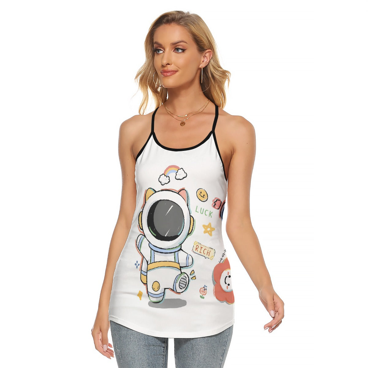 All-Over Print Women's Criss-Cross Open Back Tank Top