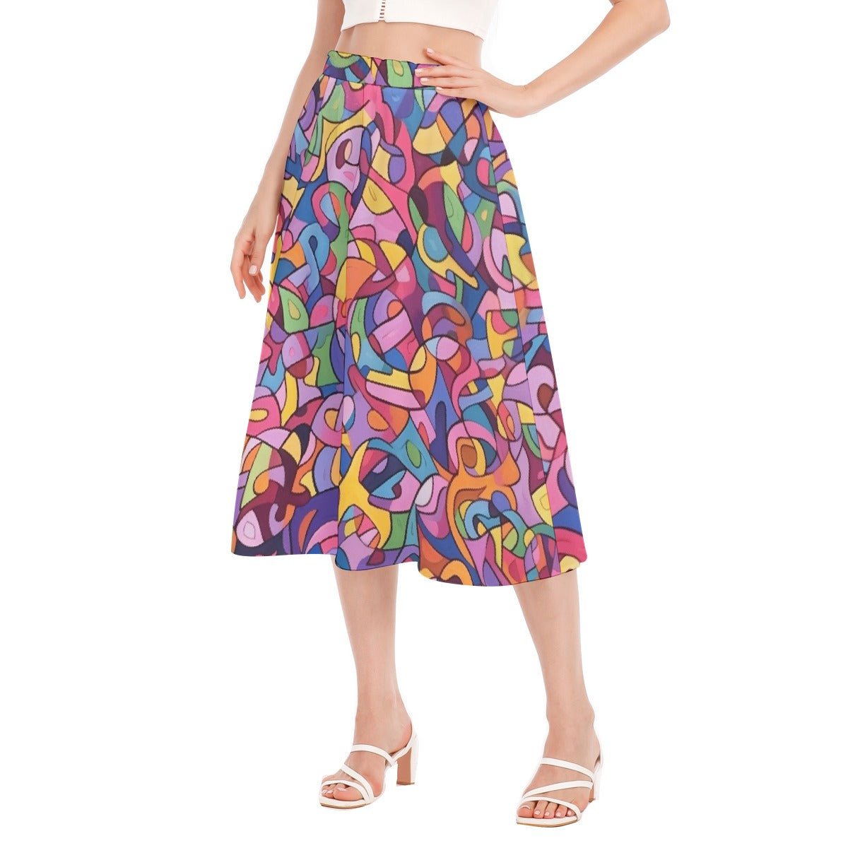 All-Over Print Women's Long Section Chiffon Skirt