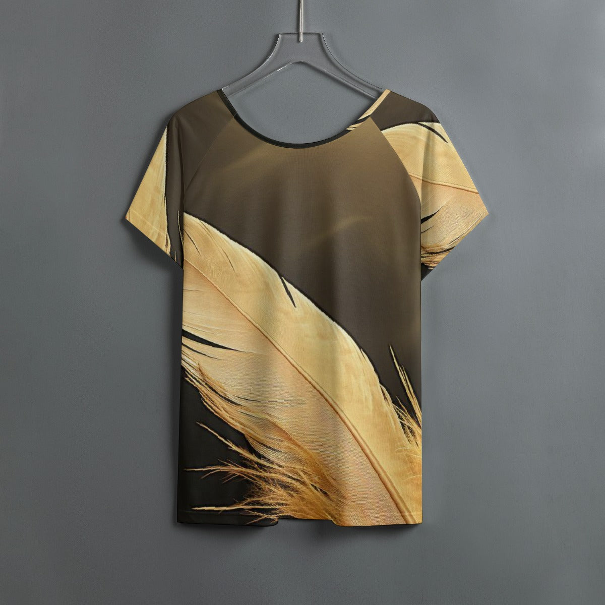 All-Over Print Women's Round Neck T-shirt With Raglan Sleeve