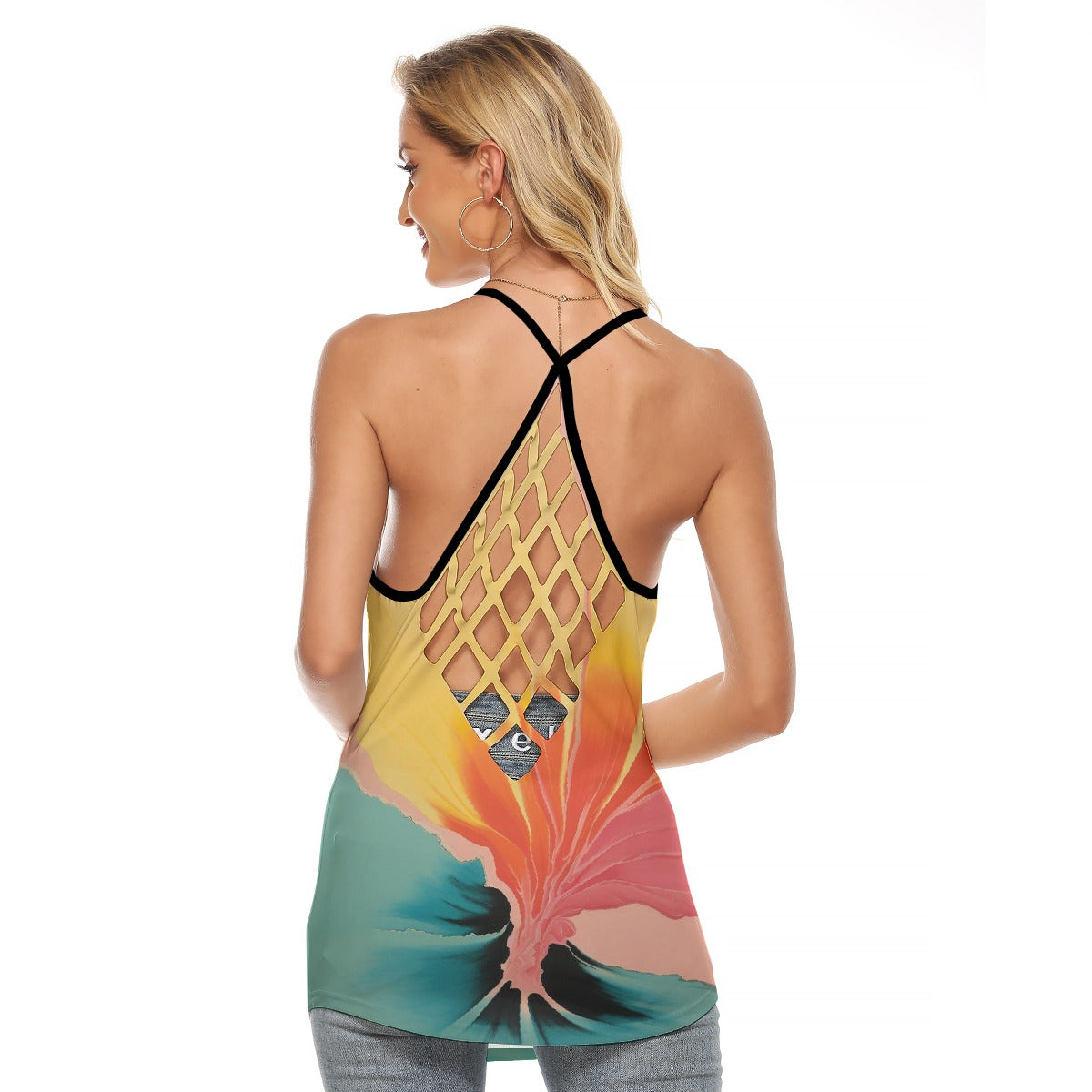All-Over Print Women's Criss-Cross Open Back Tank Top