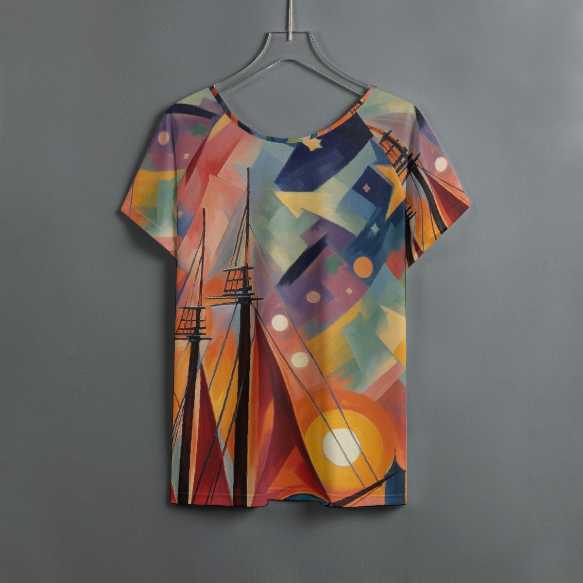 All-Over Print Women's Round Neck T-shirt With Raglan Sleeve