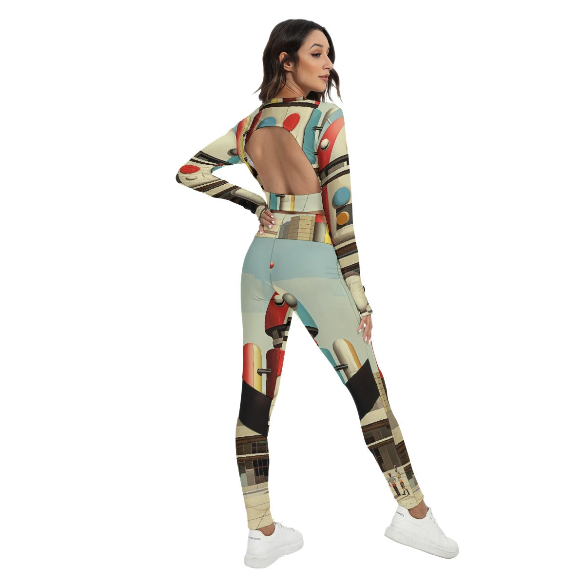 All-Over Print Women's Sport Set With Backless Top And Leggings