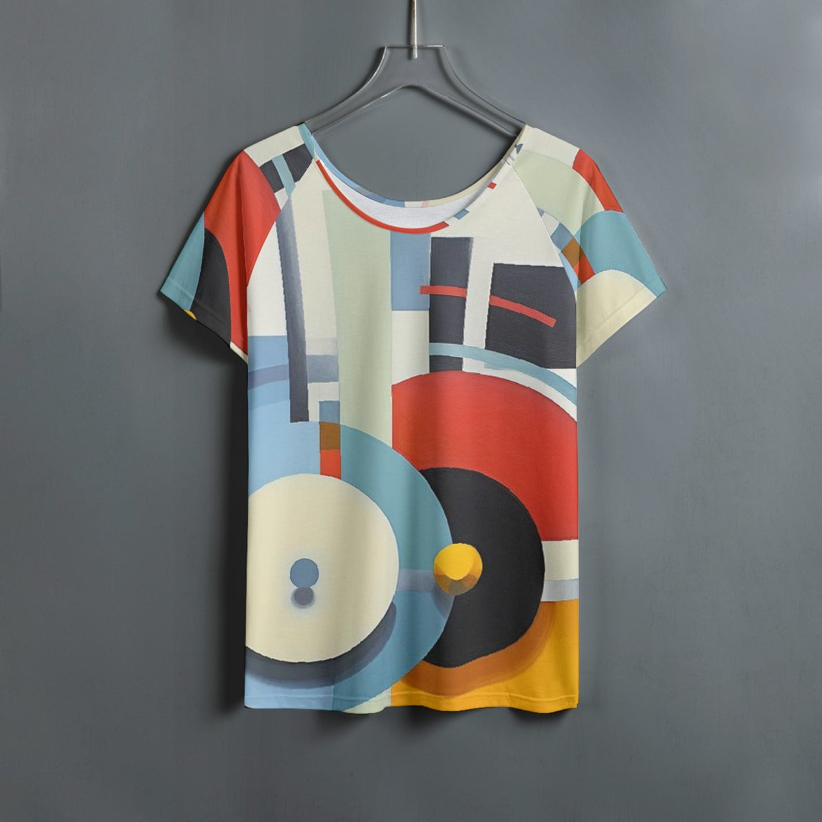 All-Over Print Women's Round Neck T-shirt With Raglan Sleeve
