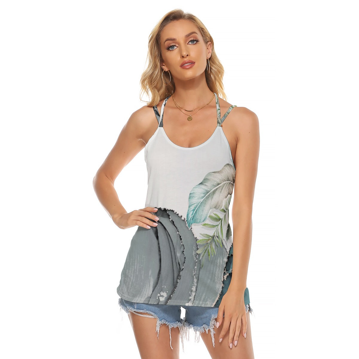 All-Over Print Women's Halter Top With Backless