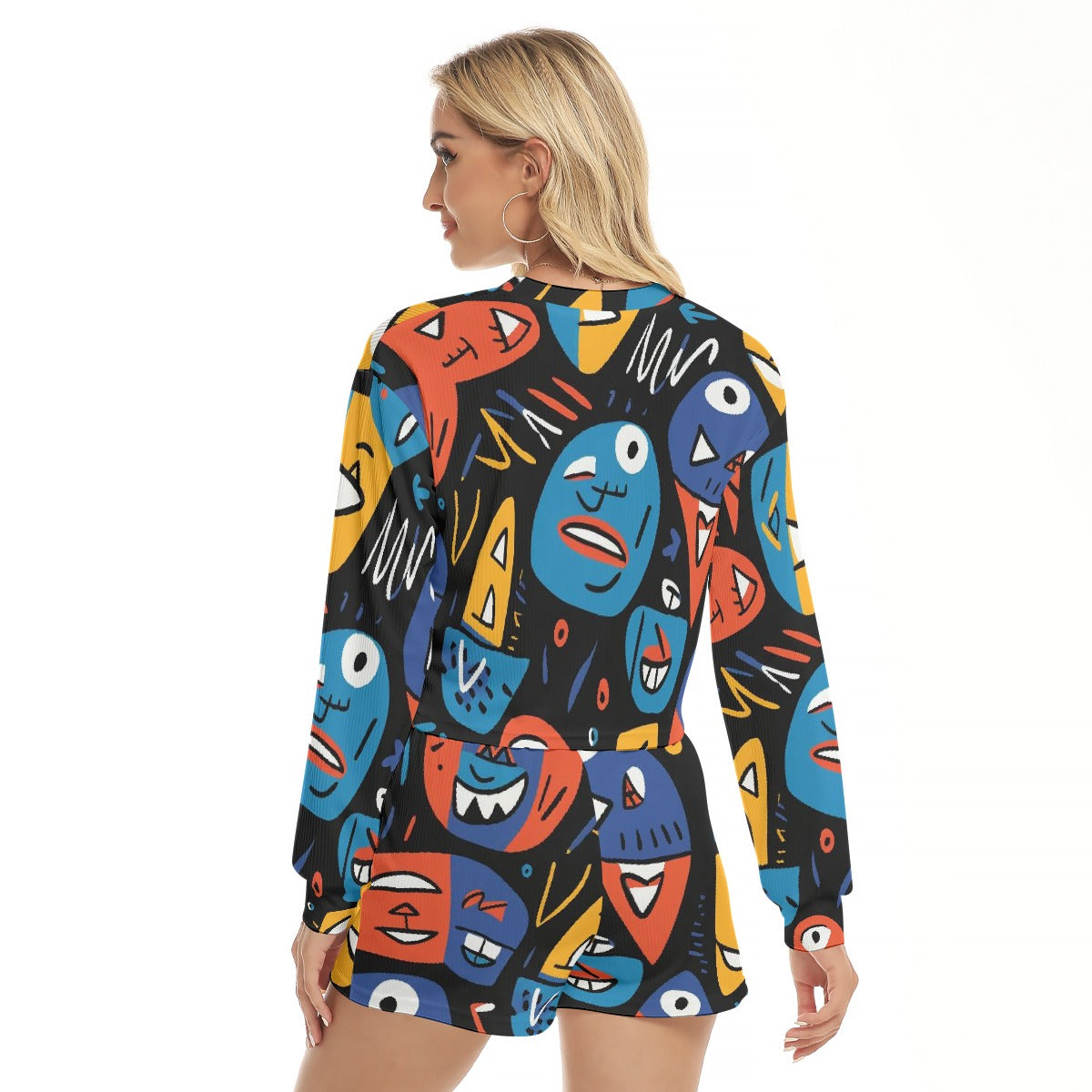 All-Over Print Women's Short Sweatshirt And Pants Suit