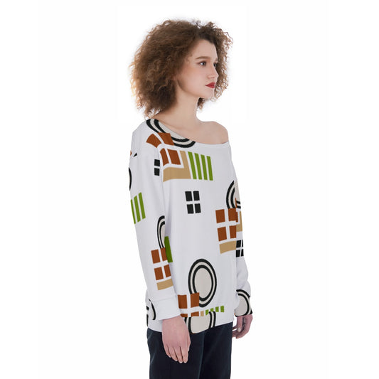 All-Over Print Oversized Women's Off-Shoulder Sweatshirt