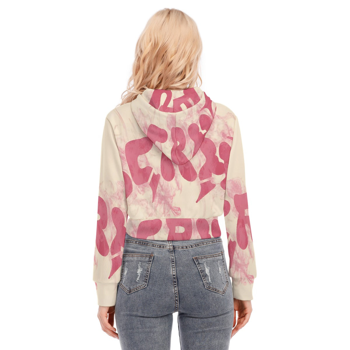 All-Over Print Women's Crop Top Hoodie With Zipper Closure