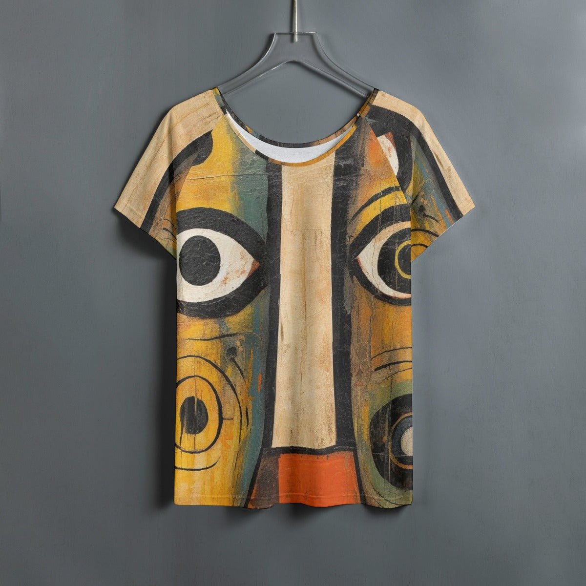 All-Over Print Women's Round Neck T-shirt With Raglan Sleeve