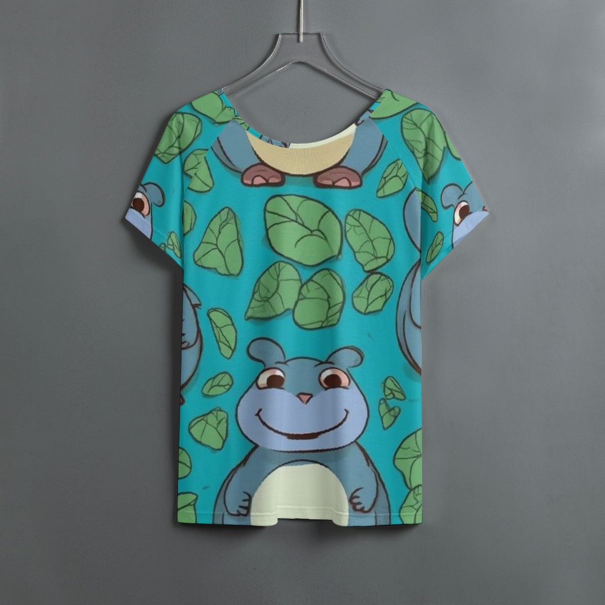 All-Over Print Women's Round Neck T-shirt With Raglan Sleeve