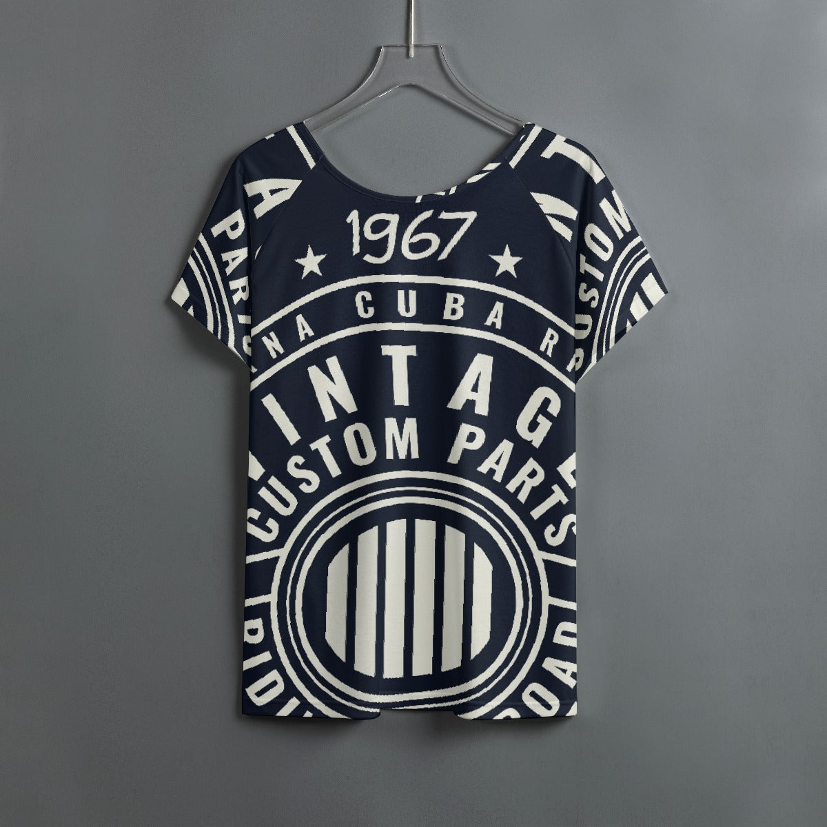 All-Over Print Women's Round Neck T-shirt With Raglan Sleeve