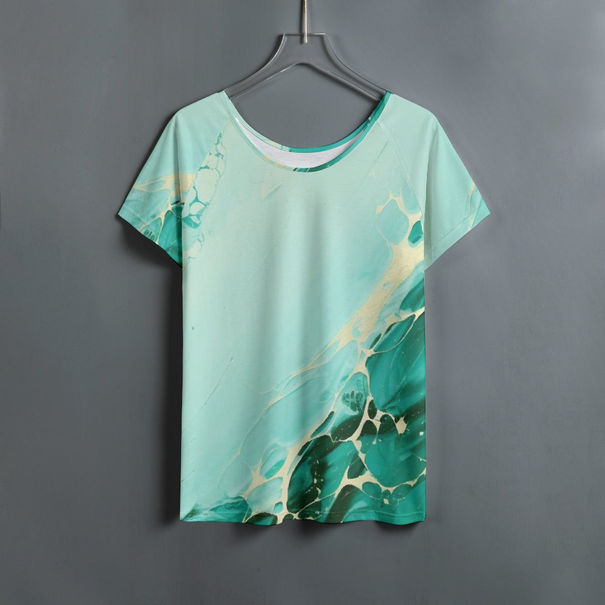 All-Over Print Women's Round Neck T-shirt With Raglan Sleeve