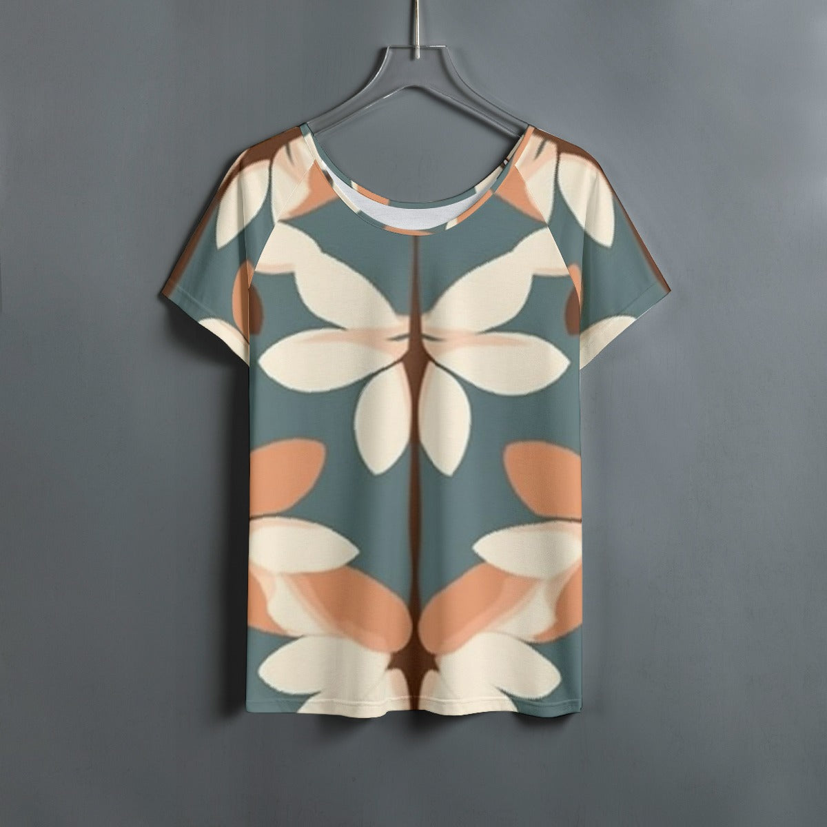 All-Over Print Women's Round Neck T-shirt With Raglan Sleeve