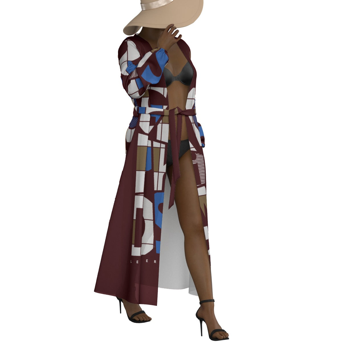 All-Over Print Women's Lace-up Chiffon Robe