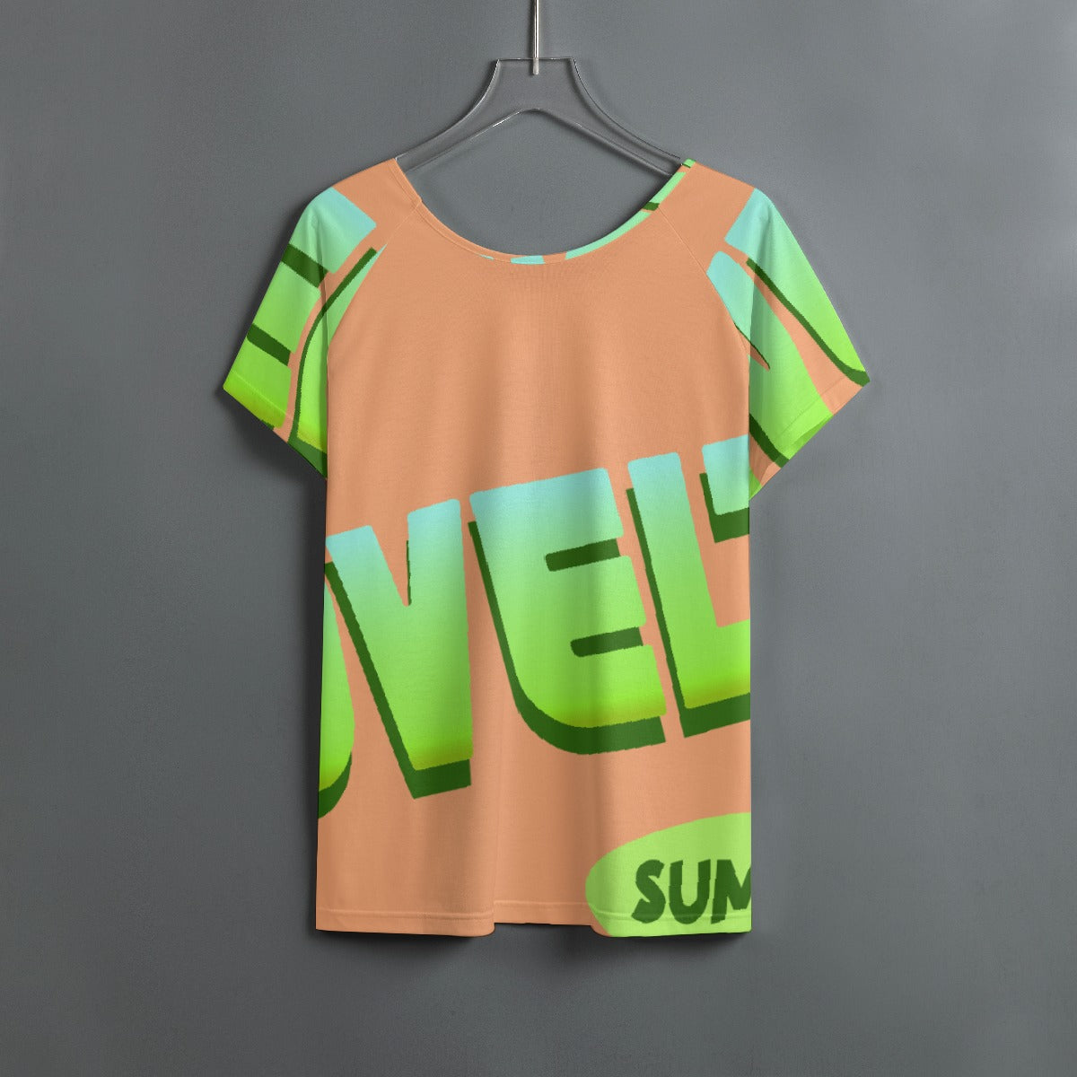 All-Over Print Women's Round Neck T-shirt With Raglan Sleeve