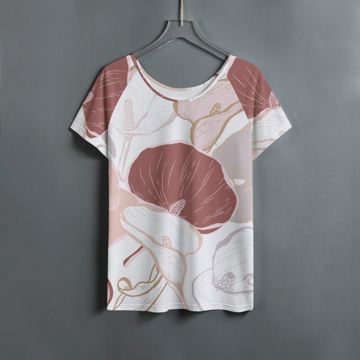 All-Over Print Women's Round Neck T-shirt With Raglan Sleeve