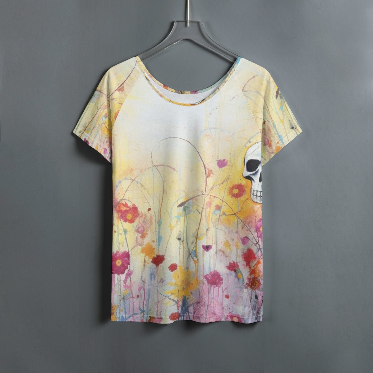 All-Over Print Women's Round Neck T-shirt With Raglan Sleeve