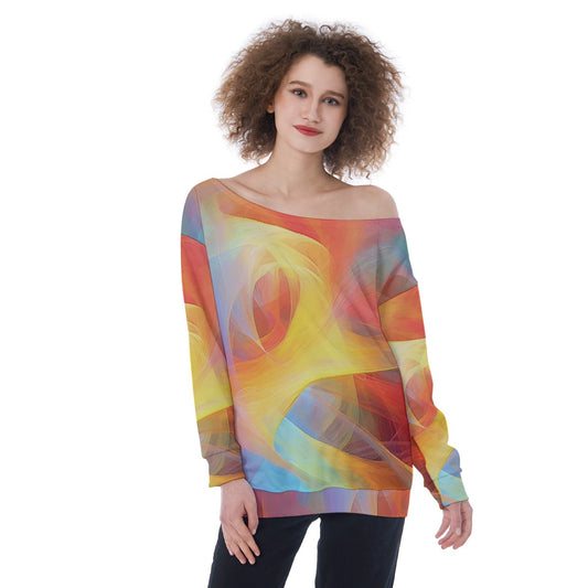 All-Over Print Oversized Women's Off-Shoulder Sweatshirt