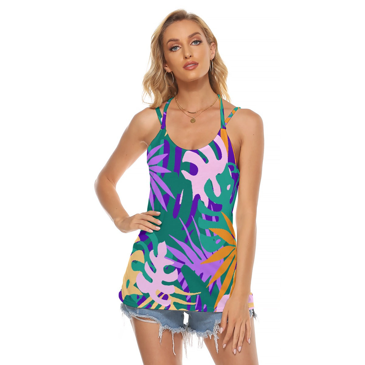 All-Over Print Women's Halter Top With Backless