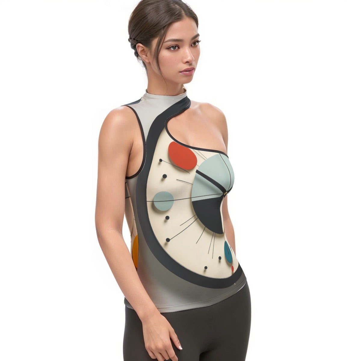 All-Over Print Women's Halter Sleeveless Asymmetrical Tank Top