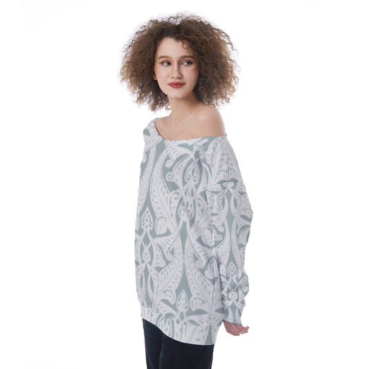 All-Over Print Oversized Women's Off-Shoulder Sweatshirt