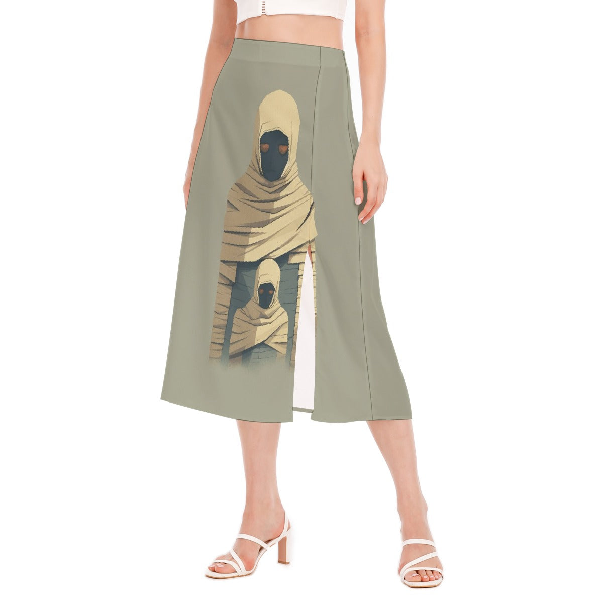 All-Over Print Women's High Slit Long Skirt