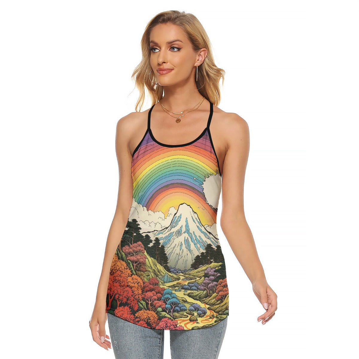 All-Over Print Women's Criss-Cross Open Back Tank Top