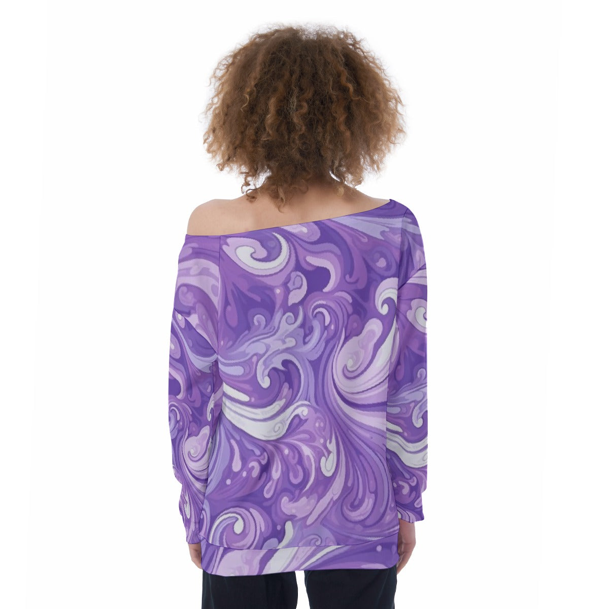 All-Over Print Oversized Women's Off-Shoulder Sweatshirt