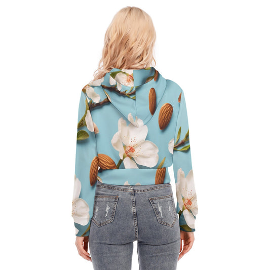 All-Over Print Women's Crop Top Hoodie With Zipper Closure