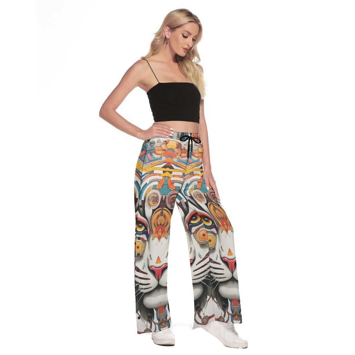 All-Over Print Women's Side Slit Snap Button Trousers