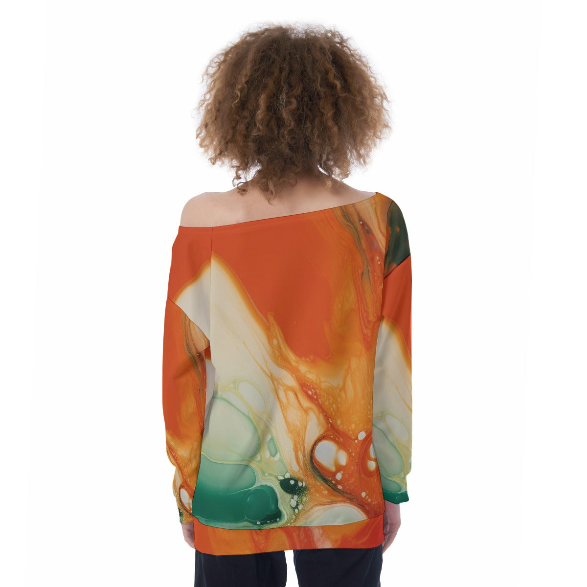 All-Over Print Oversized Women's Off-Shoulder Sweatshirt