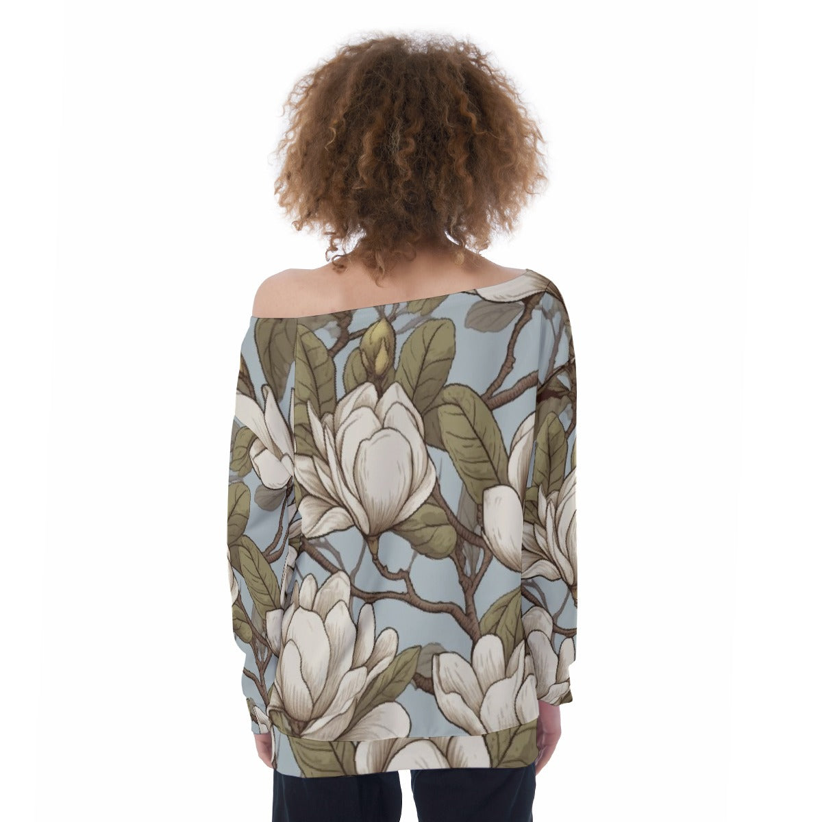 All-Over Print Oversized Women's Off-Shoulder Sweatshirt