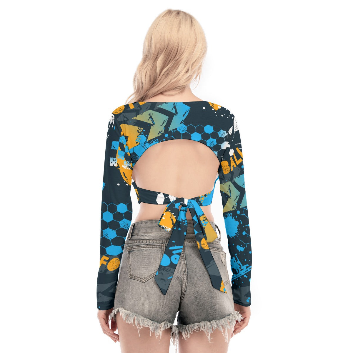 All-Over Print Women's Back Hollow T-shirt With Strap