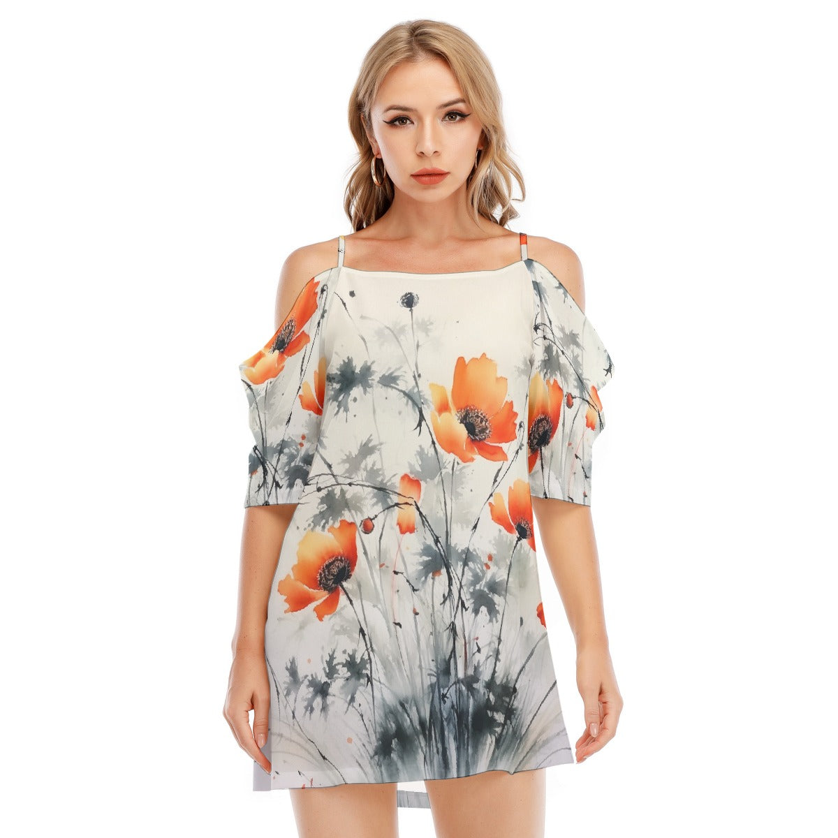 All-Over Print Women's Off-shoulder Cami Dress