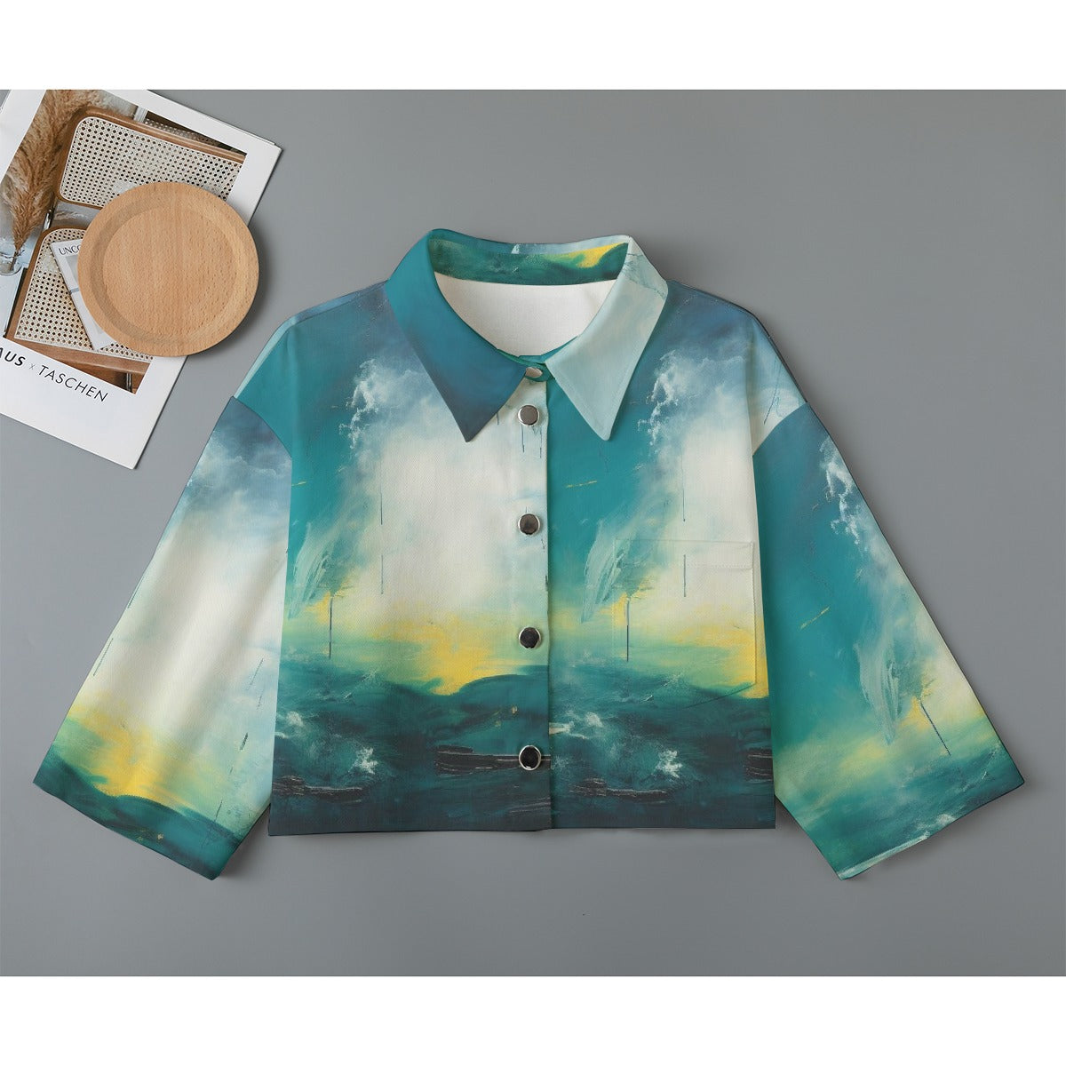 All-Over Print Women's Cropped Jacket | 245GSM Cotton