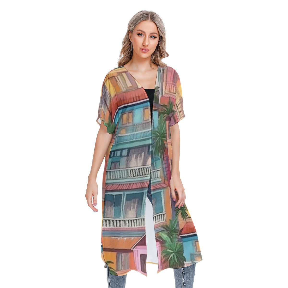 All-Over Print Women's Short Sleeve Cardigan