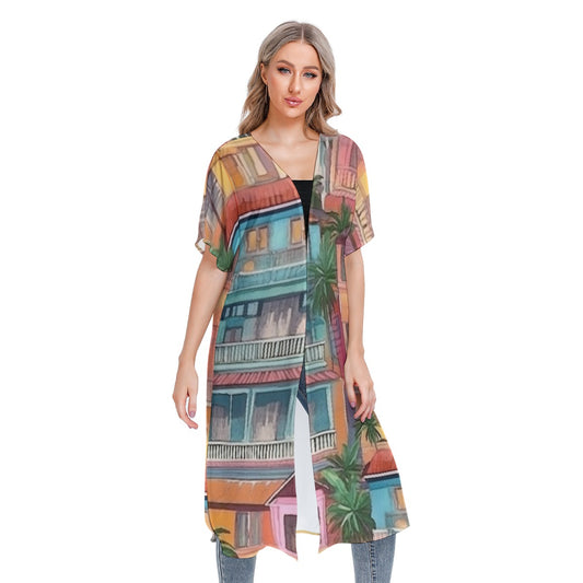 All-Over Print Women's Short Sleeve Cardigan