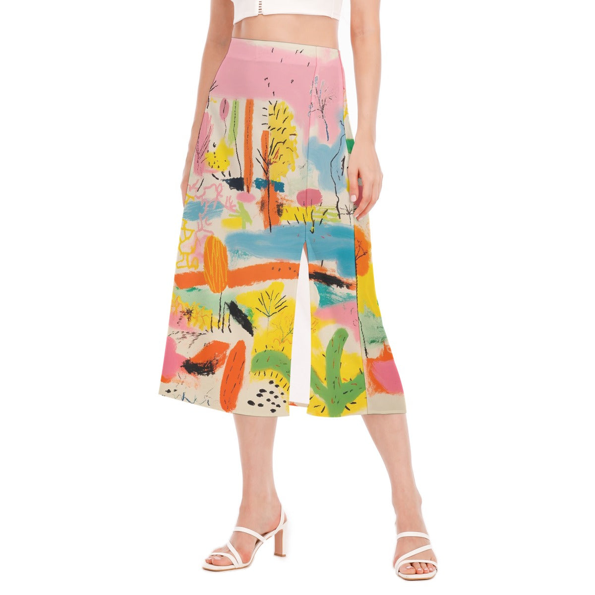 All-Over Print Women's High Slit Long Skirt