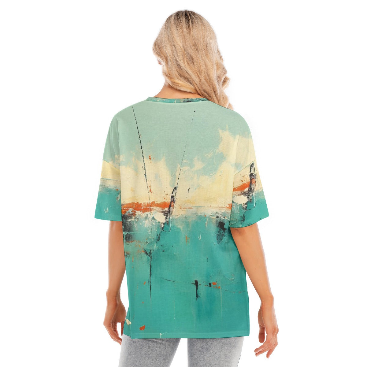 All-Over Print Women's Short Sleeves T-shirt With Hem Split