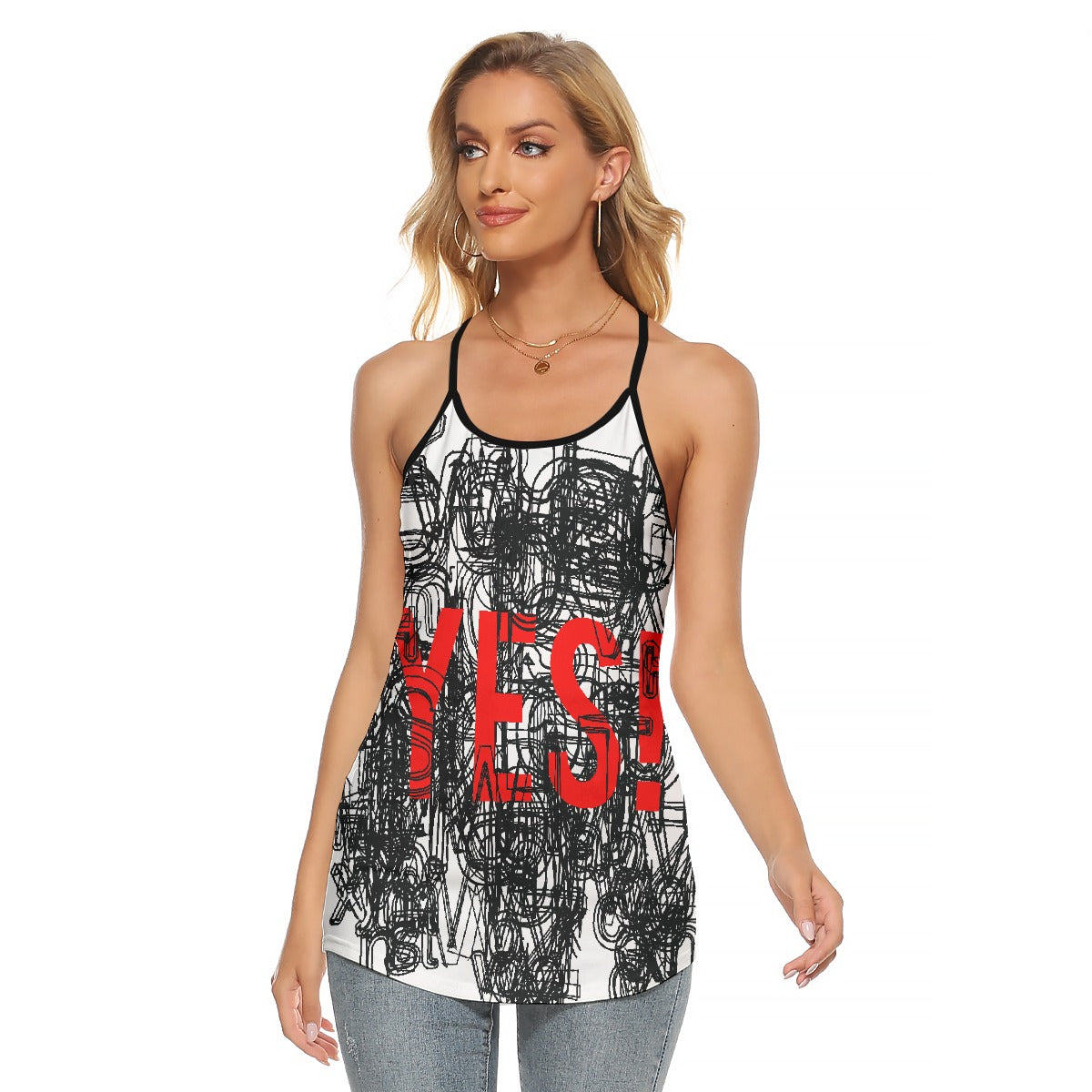 All-Over Print Women's Criss-Cross Open Back Tank Top