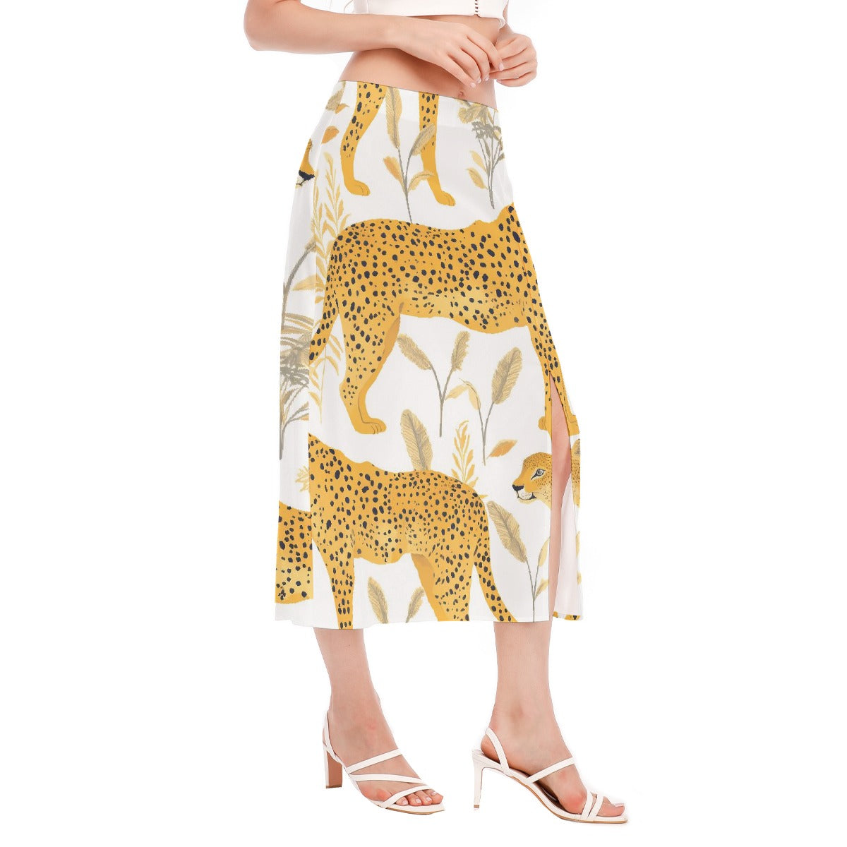 All-Over Print Women's High Slit Long Skirt