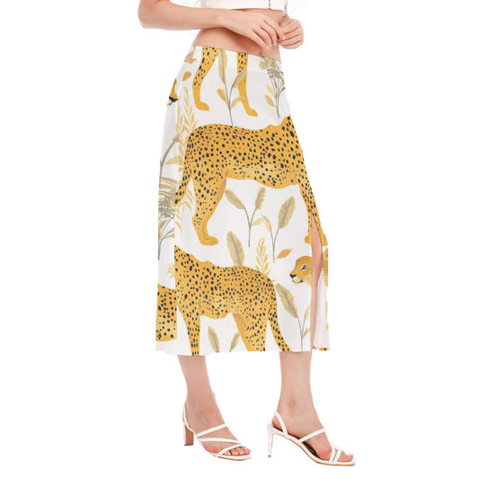 All-Over Print Women's High Slit Long Skirt