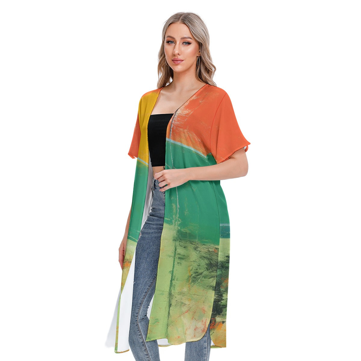 All-Over Print Women's Short Sleeve Cardigan