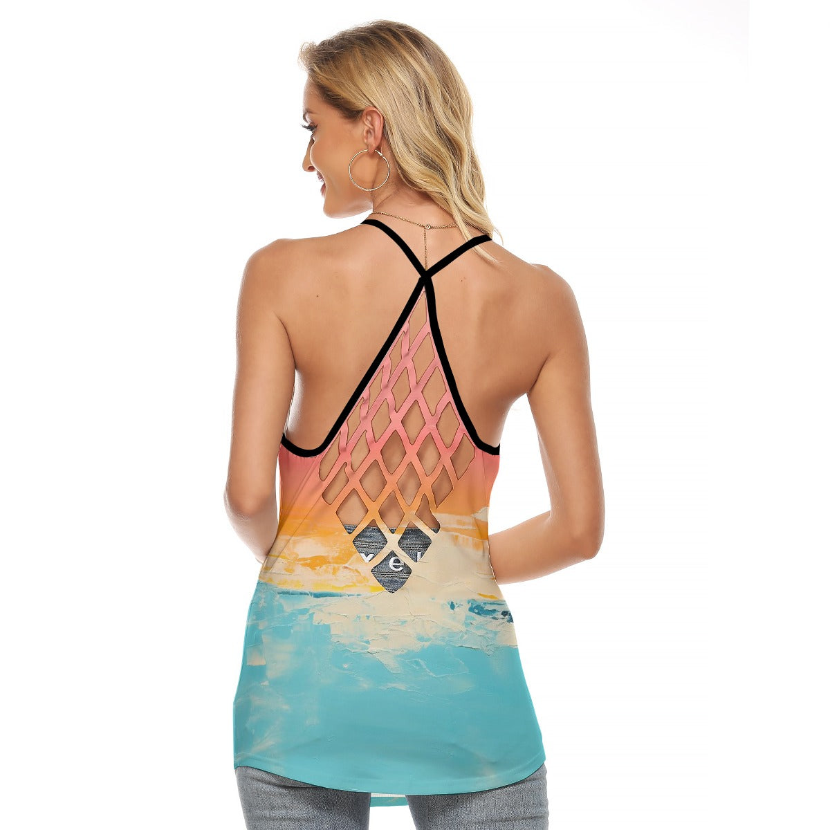 All-Over Print Women's Criss-Cross Open Back Tank Top