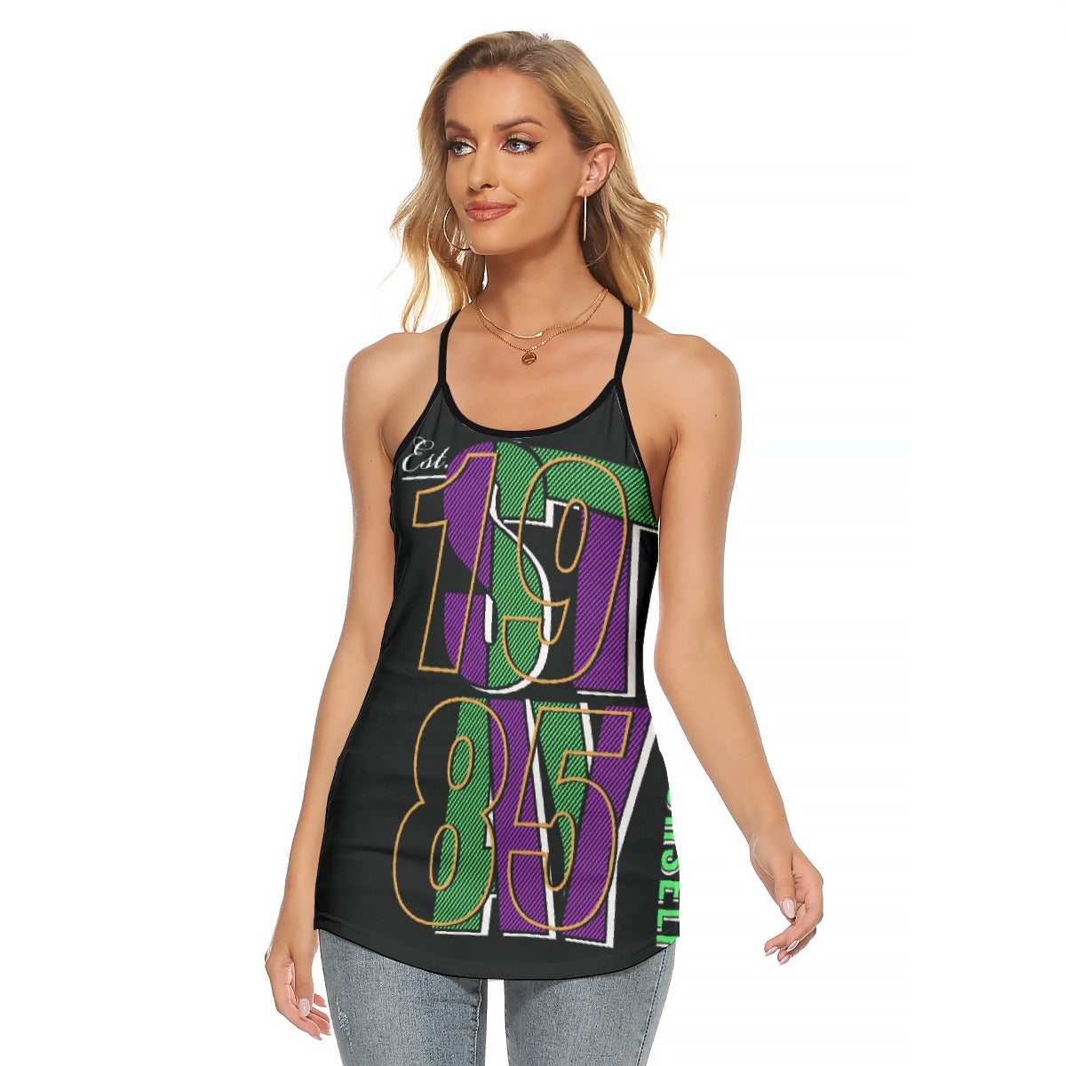 All-Over Print Women's Criss-Cross Open Back Tank Top
