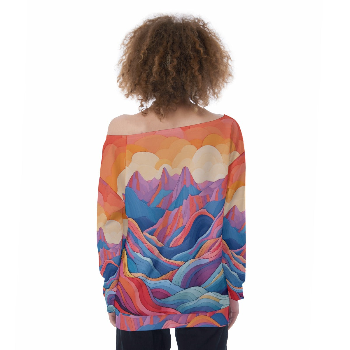 All-Over Print Oversized Women's Off-Shoulder Sweatshirt