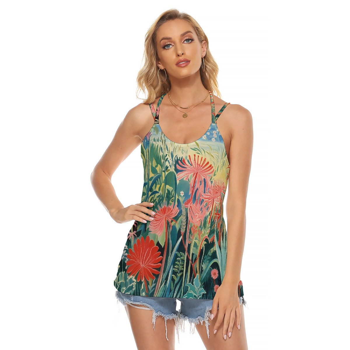 All-Over Print Women's Halter Top With Backless