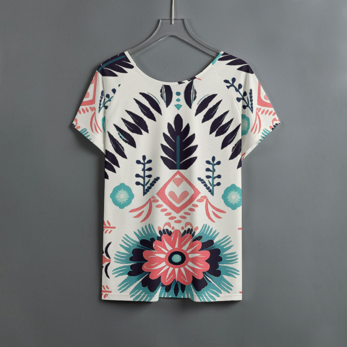 All-Over Print Women's Round Neck T-shirt With Raglan Sleeve
