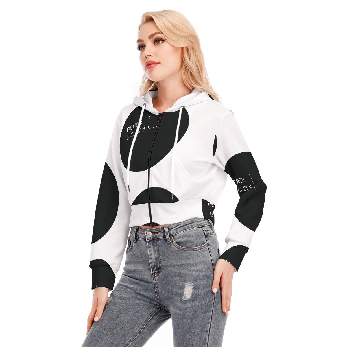 All-Over Print Women's Crop Top Hoodie With Zipper Closure