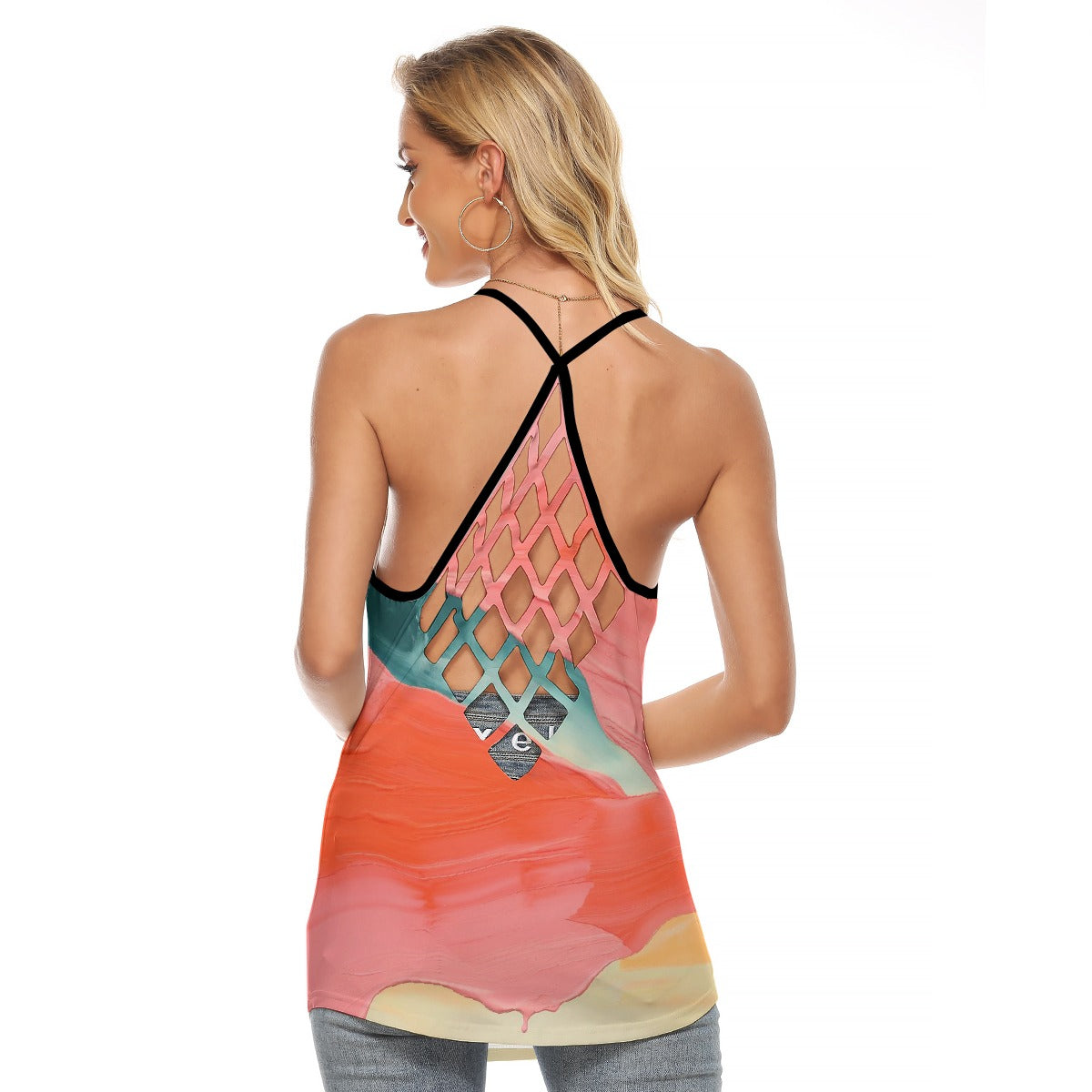 All-Over Print Women's Criss-Cross Open Back Tank Top
