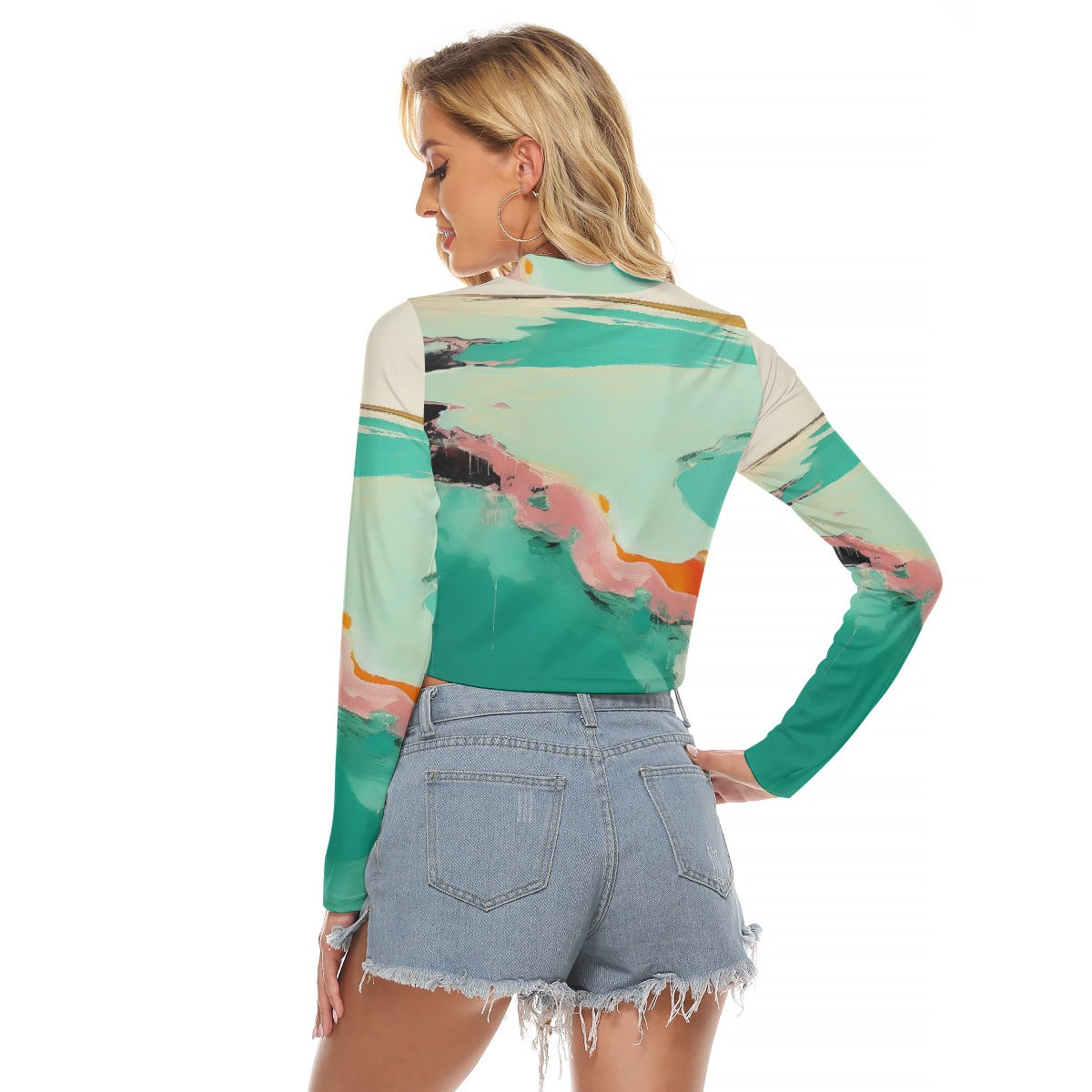 All-Over Print Women's Hollow Chest Keyhole Tight Crop Top